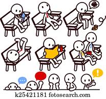 Set of lineman in various pose Set of lineman in various pose