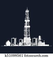 White Silhouette Drilling Rig White Silhouette Drilling Rig