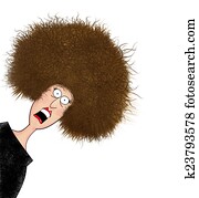 מצחיק, מבולבל, אישה, עם, חשמל, שיער
