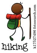 A stickman hiking A stickman hiking