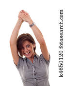 business woman rejoicing success