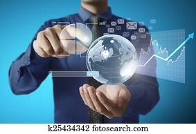 Businessman with financial symbols Businessman with financial symbols