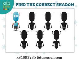Find the correct shadow for cute cartoon robot educational preschool kids mini game Find the correct shadow for cute cartoon robot educational preschool kids mini game