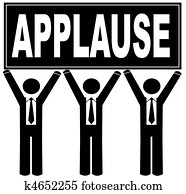 group of men holding sign up that says applause group of men holding sign up that says applause