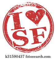 I Love SF San Francisco Round Red Stamp I Love SF San Francisco Round Red Stamp