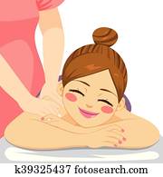 mulher, massagem, spa