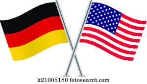 norteamericano, y, alemán, flags.