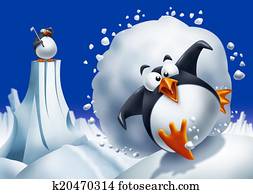 Penguin escaping avalanche Penguin escaping avalanche