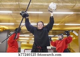 weiblich, hockey, team, jubel weiblich, hockey, team, jubel