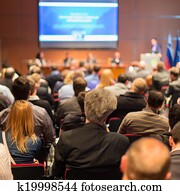 audiência, em, a, conferência, hall.