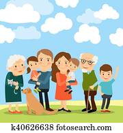 Big family and sky with clouds Big family and sky with clouds