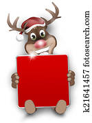 CHristmas Look Happy Reindeer red blank board creative Design