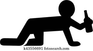 Crawling man on all fours with beer bottle Crawling man on all fours with beer bottle