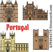 edifícios históricos, e, sightseeings, de, portugal