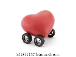 Heart on wheels isolated on white background Heart on wheels isolated on white background