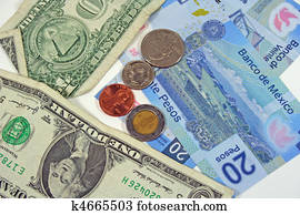 norteamericano, y, mexicano, dinero