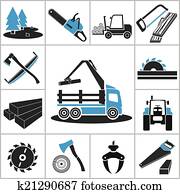 Woodworking industry icons Woodworking industry icons