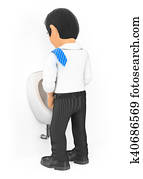 3d, businessman standing, peeing