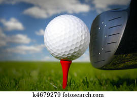 Golf club and ball in grass Golf club and ball in grass