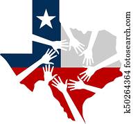 Hands Helping Texas Vector Illustration Hands Helping Texas Vector Illustration