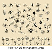 Insect sketch collection for your design Insect sketch collection for your design