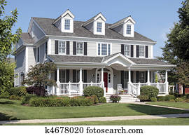 Suburban home with front porch