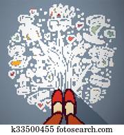 Woman draw dreams and planning life.