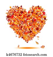 yo, amor, autumn!, forma corazón, de, caer sale