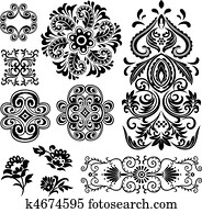 מקושט, ערבל, תבנית פרחונית, עצב