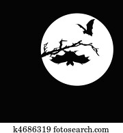 bat on the moon vector silhouettes
