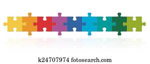 colored puzzle pieces in series colored puzzle pieces in series