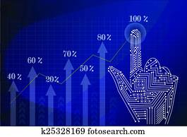 Investment concept,businessman with financial symbols coming fro Investment concept,businessman with financial symbols coming fro
