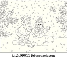 kerstman, en, sneeuwpoppen