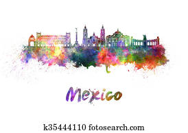 Mexico City skyline in watercolor Mexico City skyline in watercolor