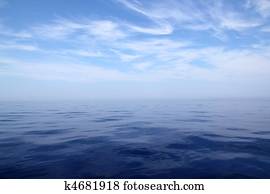 pacata, mar, água azul, oceânicos, céu, horizonte, scenics