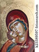 Painted icon of Virgin Mary