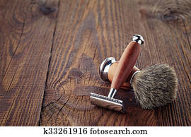 raspar, navalha, e, escova