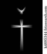 White pigeon and cross White pigeon and cross