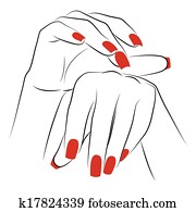 אישה, דקלים, עם, אדום, גזור