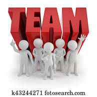 3d, pequeño, gente, -, seguro, equipo