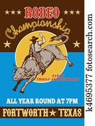 American Rodeo Cowboy riding bull American Rodeo Cowboy riding bull