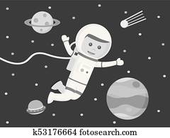 , astronaut, cartoon, people, professions, space, Clip Art | u16566417