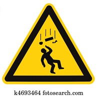 Danger Falling Objects Warning Sign Isolated Macro Danger Falling Objects Warning Sign Isolated Macro