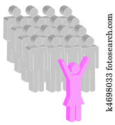 femme, mener, a, groupe hommes