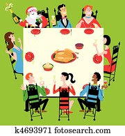 feriado, cena, con, santa