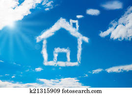 House Shaped Cloud In The Blue Sky