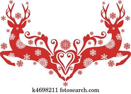 natal, veado, vetorial