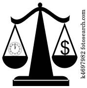 scales balancing time and money 