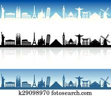 Vector World Monuments skyline Vector World Monuments skyline
