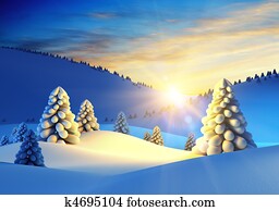 winter landscape with fir trees winter landscape with fir trees